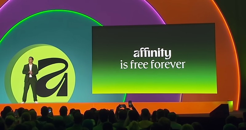 Affinity is free forever라는 문구가 강조된 이미지